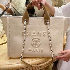 Chanel Pearl Tote Chain CrossBody White